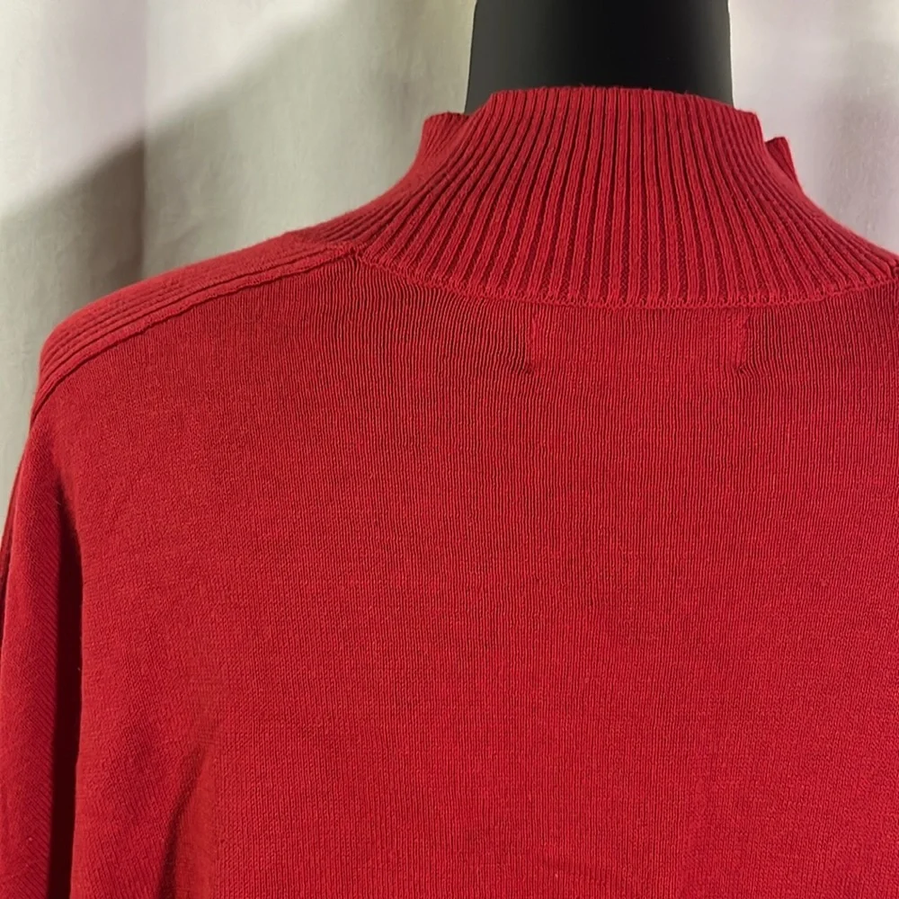 NWT Karen Scott Red Front Seam Mock Neck Cotton Sweater